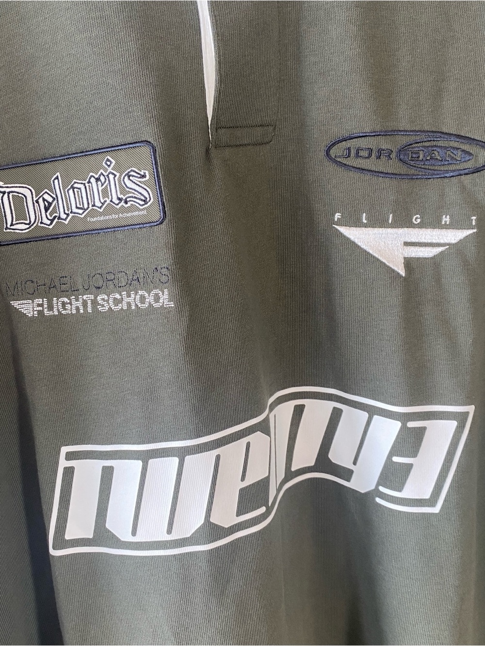 Jordan Essentials Long Sleeve Rugby Shirt Motocross Patches Green $95 - XL - Picture 2 of 10